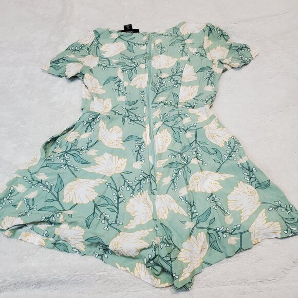 Modcloth Green White Yellow Floral Boho Romantic Cottagecore‎ Romper Women XS 4 - Picture 6 of 11